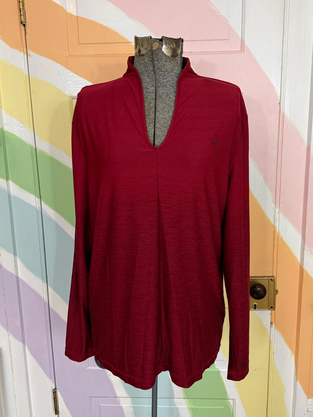 Ariat TEK Heat Series Pennant Base Layer Long Sleeve Top Burgundy XL 💛🍄